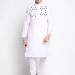 DEVOILER Ethnic Motifs Printed Band Collar Kurta With Pyjamas-picture-40