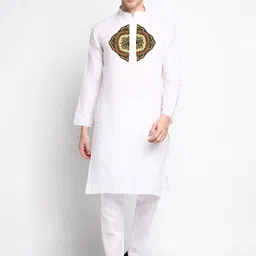DEVOILER Ethnic Motifs Printed Band Collar Kurta with Pyjamas-picture-53