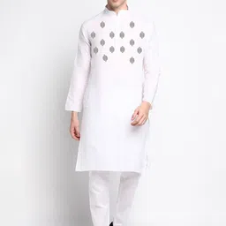DEVOILER Ethnic Motifs Printed Band Collar Kurta With Pyjamas-picture-43