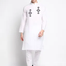 DEVOILER Ethnic Motifs Printed Band Collar Kurta with Pyjamas-picture-39