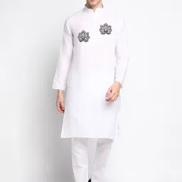 DEVOILER Ethnic Motifs Printed Band Collar Straight Kurta With Pyjama-picture-18