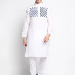 DEVOILER Ethnic Motif Printed Mandarin Collar Regular Straight Kurta with Pyjamas-picture-8