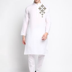 DEVOILER Ethnic Motifs Printed Mandarin Collar Straight Kurta With Pyjamas-picture-49
