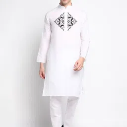 DEVOILER Ethnic Motifs Printed Band Collar Straight Kurta with Pyjama-picture-24