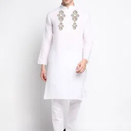 DEVOILER Ethnic Motifs Printed Mandarin Collar Regular Kurta With Pyjamas-picture-14