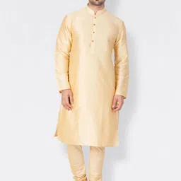 VASTRAMAY Men Gold-Toned Kurta with Churidar-picture-32