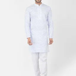 DEYANN Men White Pure Cotton Kurta with Churidar-image-83