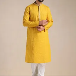 Manyavar Men Pure Cotton Full Sleeves Kurta With Churidar-image-68