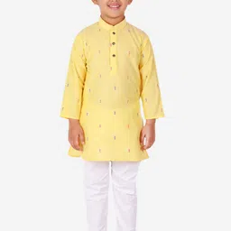 Pro-Ethic STYLE DEVELOPER Boys Yellow Pure Cotton Kurta with Pyjamas-picture-36