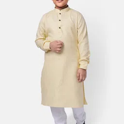 NAMASKAR Boys Cream Regular Pure Cotton Kurta with Pyjamas-16