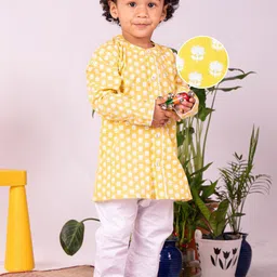 VASTRAMAY Boys Floral Printed Regular Pure Cotton Kurta with Pyjamas-13