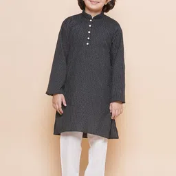 Aj DEZInES Boys Striped Mandarin Collar Regular Pure Cotton Kurta With Pyjamas-picture-7