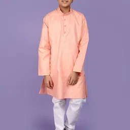 V-Mart Boys Mandarin Collar Pure Cotton Straight Kurta With Trousers-picture-26
