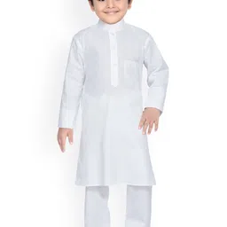 Aj DEZInES Boys White Regular Pure Cotton Kurta with Pyjamas-image-22