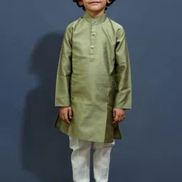 ahhaaaa Boys Regular Thread Work Kurta with Pyjamas-5