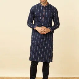 Manyavar Captain America Thread Work Detail Geometric Embroidered Kurta with Pyjamas-image-74