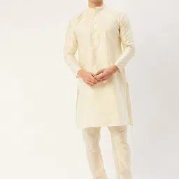 Jompers Men Off-White Dupion Silk Kurta with Pyjamas-picture-42