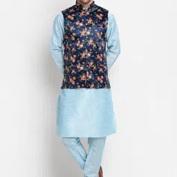 KRAFT INDIA Men Kurta with Churidar & Printed Nehru Jacket-picture-18