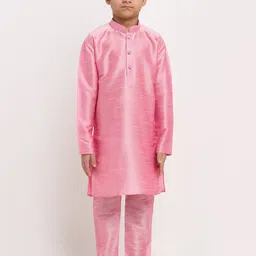 KRAFT INDIA Boys Pink Regular Dupion Silk Kurta with Pyjamas-image-56