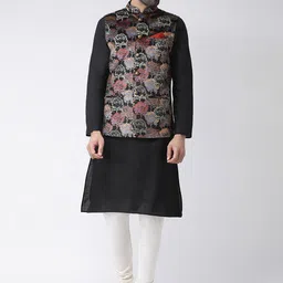 KISAH Men Black Kurta with Churidar-48