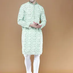 Sanwara Embroidered Regular Chikankari Kurta with Pyjamas-picture-42