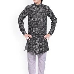 Jeetethnics Boys Black Printed Angrakha Kurta with Pyjamas-54