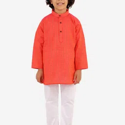 Superminis Boys Red Embroidered Kurta with Pyjamas-picture-11