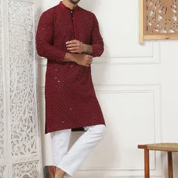 Anouk Men Embroidered Regular Sequinned Kurta with Pyjamas-18