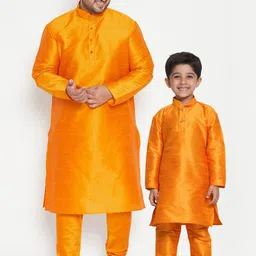 VASTRAMAY Boys Orange Kurta with Pyjamas-12
