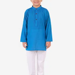 Superminis Boys Blue & White Solid Kurta with Pyjamas-30