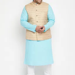 VASTRAMAY Men Blue Layered Kurta with Churidar-57
