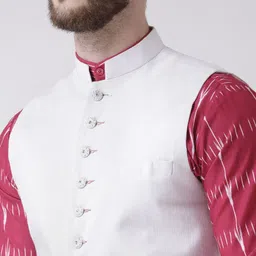 Hangup Men Printed Kurta & Pyjamas With Nehru Jacket image 3