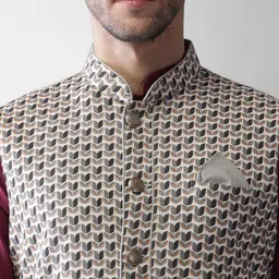 KISAH Men Grey Regular Kurta with Pyjamas image 4