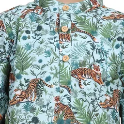 BAESD Boys Quirky Printed Regular Linen Straight Kurta with Pyjamas image 4