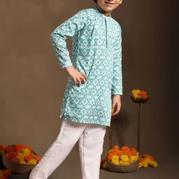 BAESD Boys Ethnic Motifs Printed Regular Kurta with Pyjamas image 3