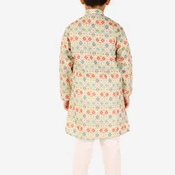 Pro-Ethic STYLE DEVELOPER Boys Lime Green Ethnic Motifs Printed Kurta with Pyjamas image 4