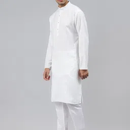 MANQ Men White Regular Kurta with Pyjamas image 3