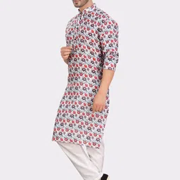 SHIWAM ETHNIX Indeevar Floral Printed Regular Kurta With Pyjamas image 4