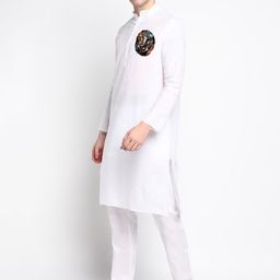 DEVOILER band Collar Regular Kurta With Pyjamas image 5