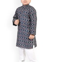 BAESD Boys Ethnic Motifs Printed Regular Kurta with Pyjamas image 4