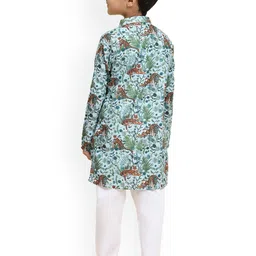 BAESD Boys Quirky Printed Regular Linen Straight Kurta with Pyjamas image 3