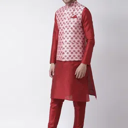 DEYANN Ethnic Motifs Regular Kurta with Pyjamas & Nehru Jacket image 5