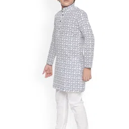 Jeetethnics Boys White Printed Regular Kurta with Pyjamas image 5