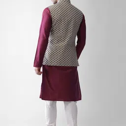 KISAH Men Grey Regular Kurta with Pyjamas image 5