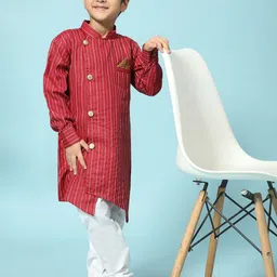 Pro-Ethic STYLE DEVELOPER Boys Striped Sequined Kurta With Pyjamas image 4