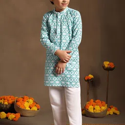 BAESD Boys Ethnic Motifs Printed Regular Kurta with Pyjamas image 2