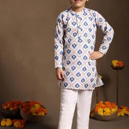 BAESD Boys Ethnic Motifs Printed Regular Kurta with Pyjamas image 5