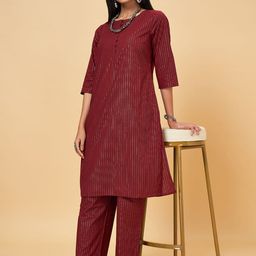 RANGMANCH BY PANTALOONS Women Printed Pure Cotton Kurta with Pyjamas-picture-23