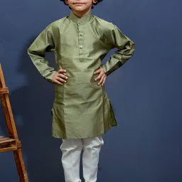 ahhaaaa Boys Regular Thread Work Kurta with Pyjamas image 4