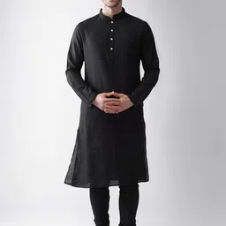 KISAH Men Grey Regular Kurta with Pyjamas image 4